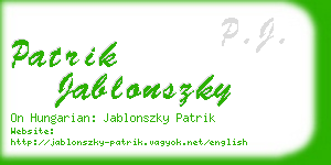 patrik jablonszky business card